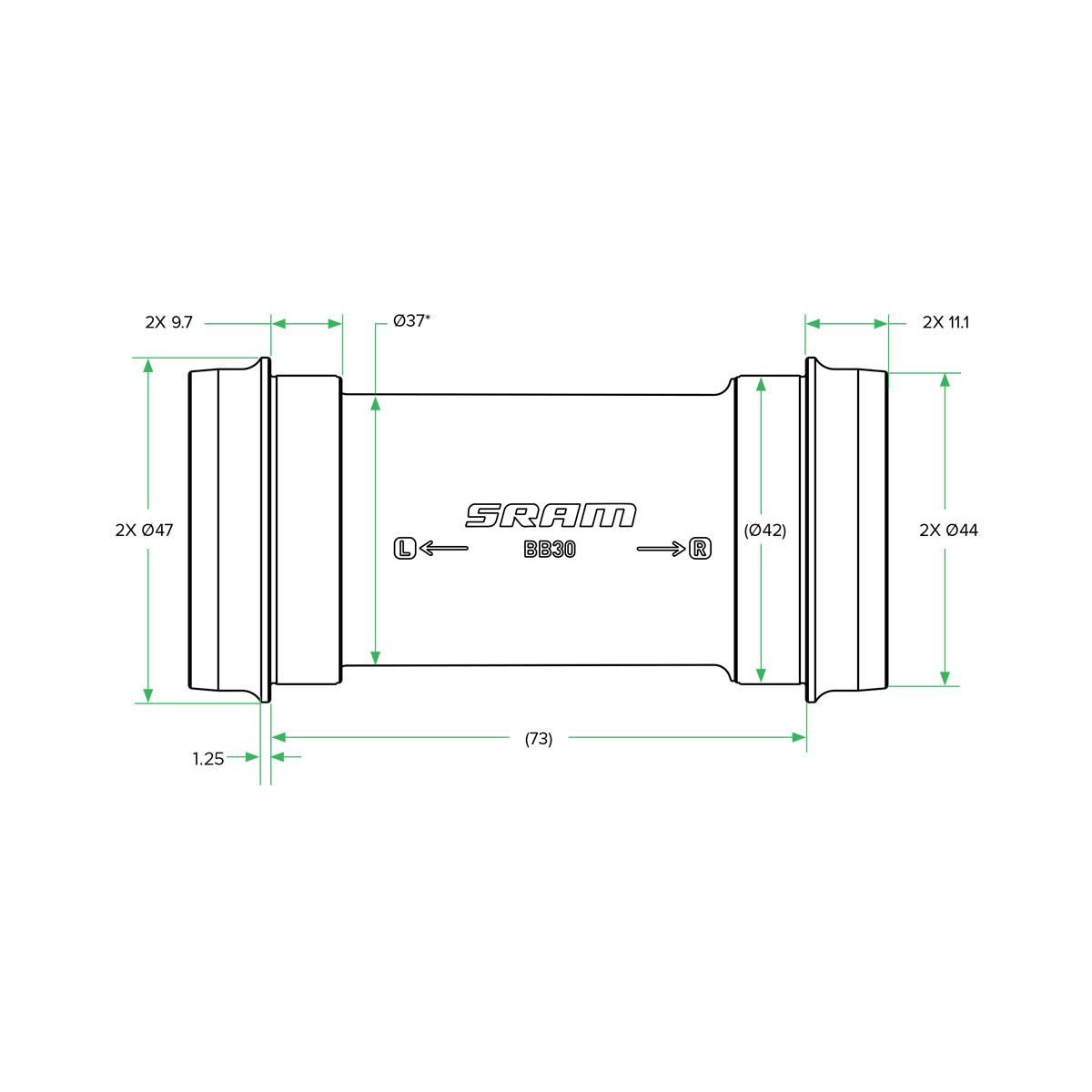 Cazoletas de pedalier Sram Dub pressfit caja 42x68/73mm presión