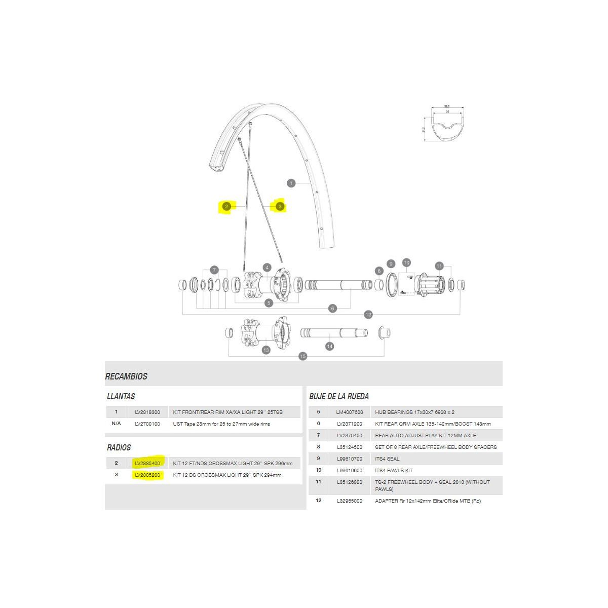 Radios rueda Mavic XA Light 29" 2018 rueda trasera