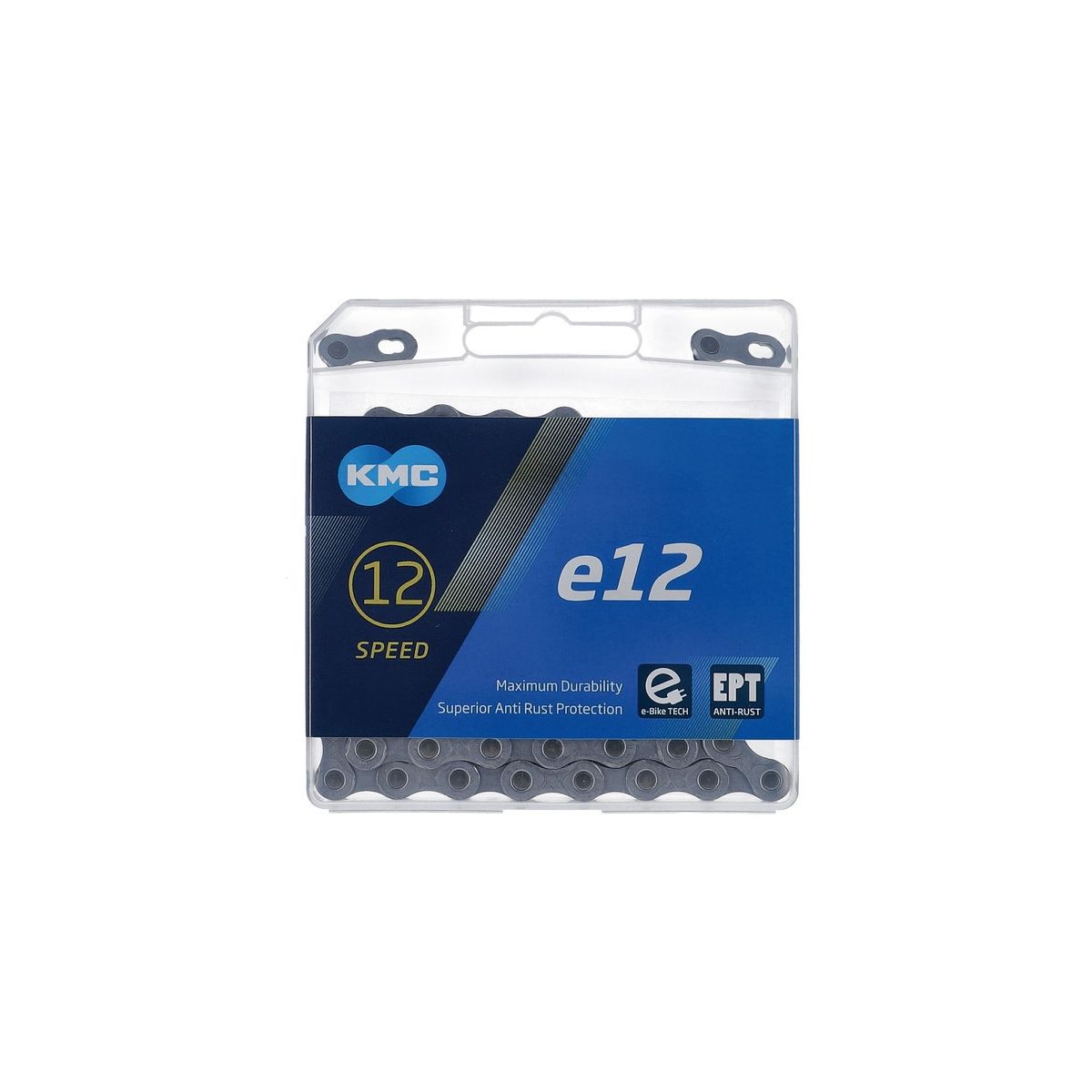 Cadena  ebike KMC E12 130 eslabones para bicicleta eléctrica plata