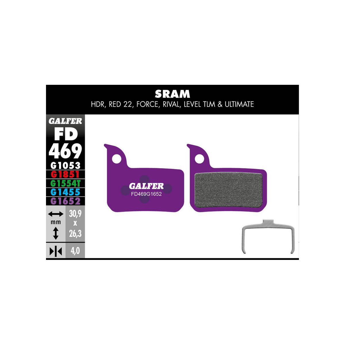 Galfer bicicleta eléctrica pastillas de freno Sram Level HDR, RED, FORCE, RIVAL e-bike  G1652