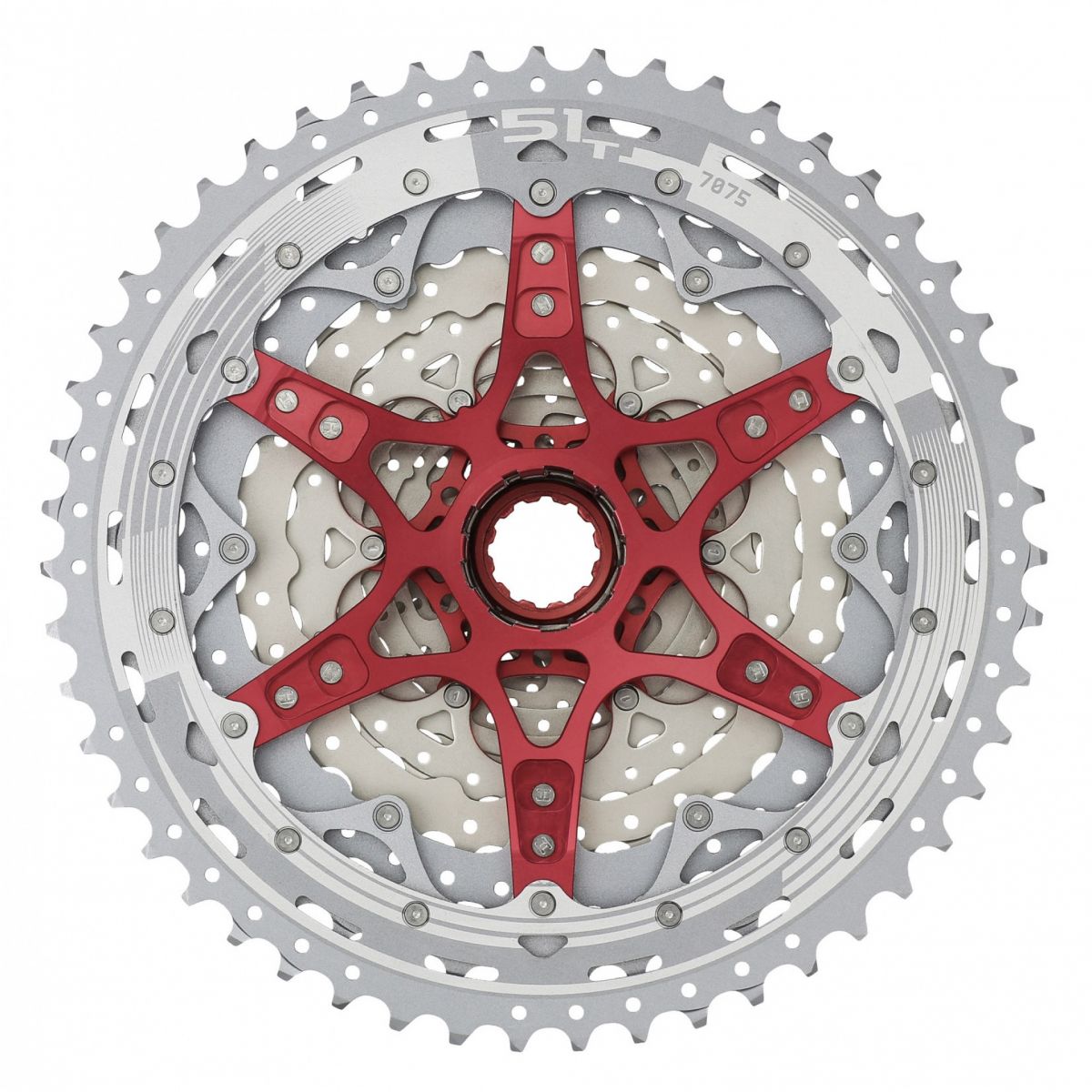Cassette Sunrace 11-50 dientes de 12 V. color plata.