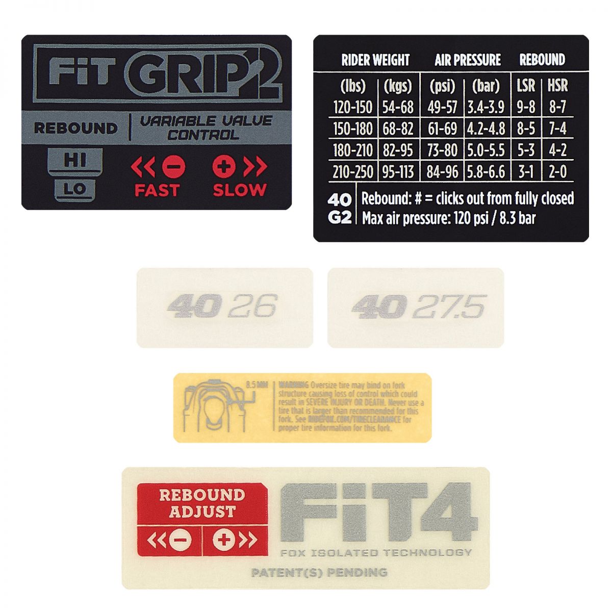 Kit adhesivos Fox 40 Factory 27.5/26 2019