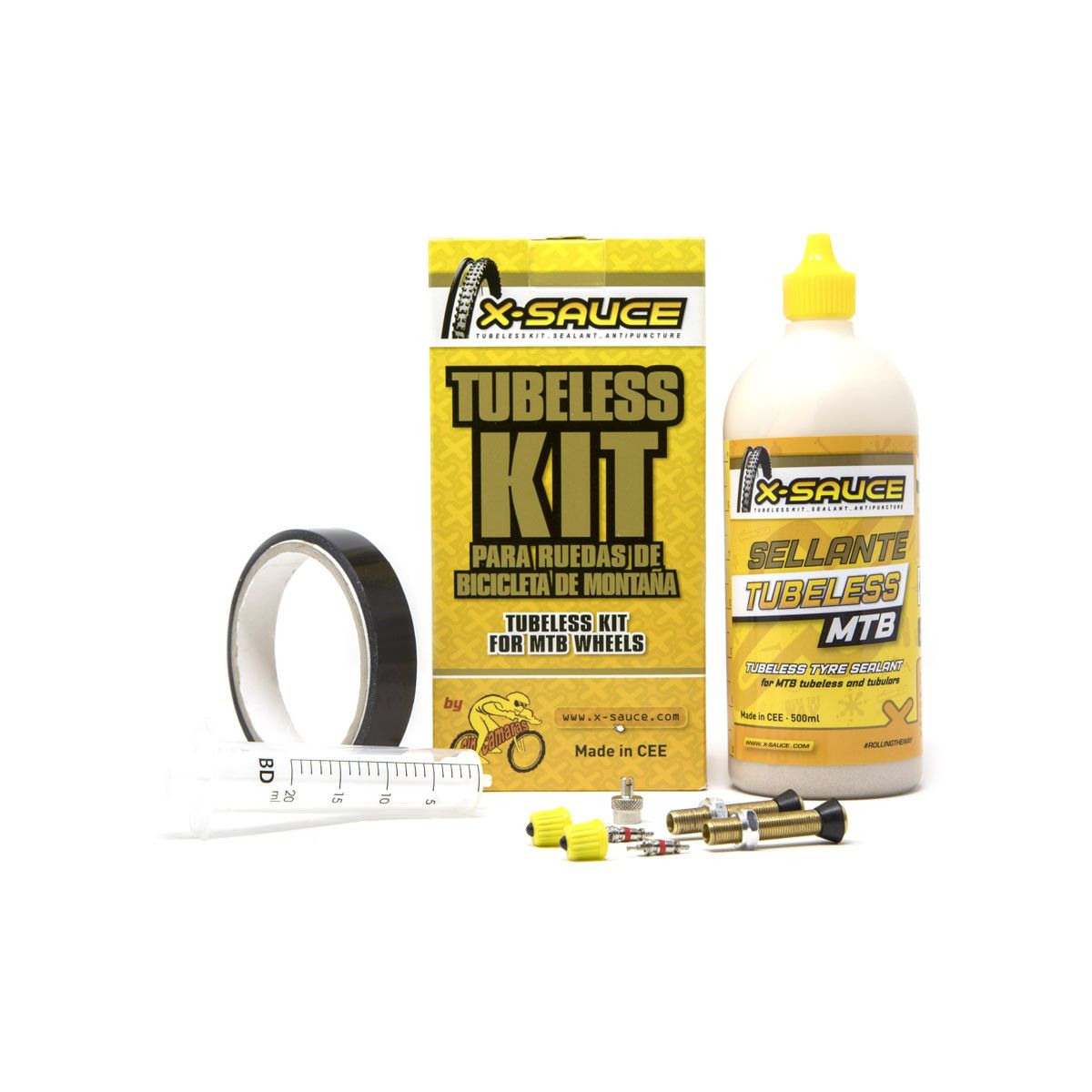 X-Sauce Kit tubeless para 2 ruedas MTB Schrader (válvula gruesa)