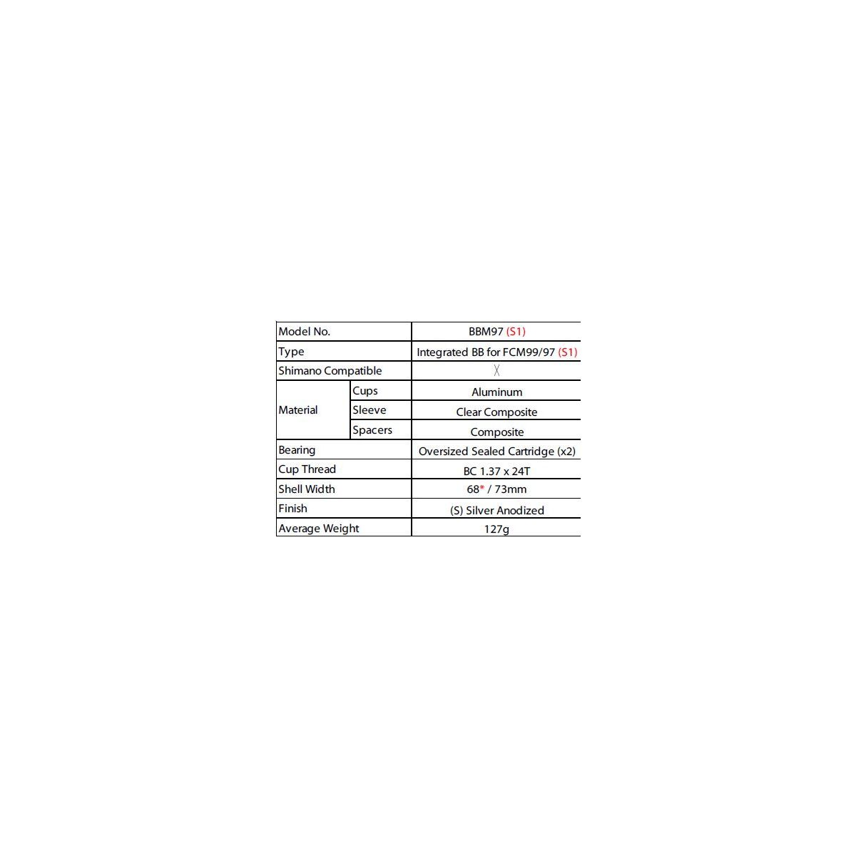 Sunrace cazoletas pedalier integrado BB para FCM99/97