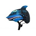 vista lateral de C-PREME - Casco Infantil Child Shark Attax en color azul y negro | casco bicicleta niño niña | tiburón