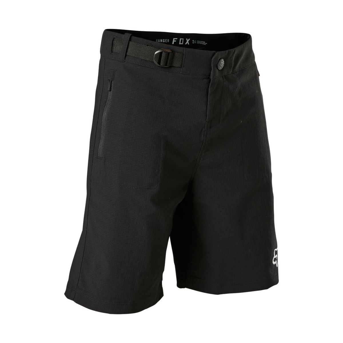 Pantalones cortos MTB Fox Ranger niño en color negro | pantalones cortos de bici con bolsillo de cremallera