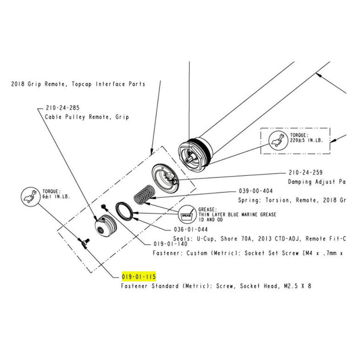 despiece FOX Tornillo allen Fox headcap cartucho GRIP M2.5X6MM SS 1ud 2204-019-01-115