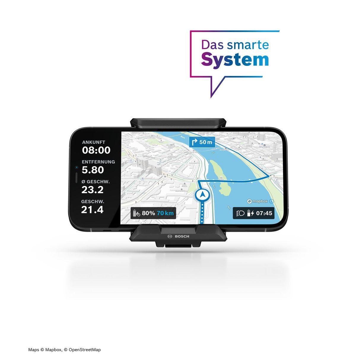 seguir mapas Smartphone grip de Bosch para teléfono móvil