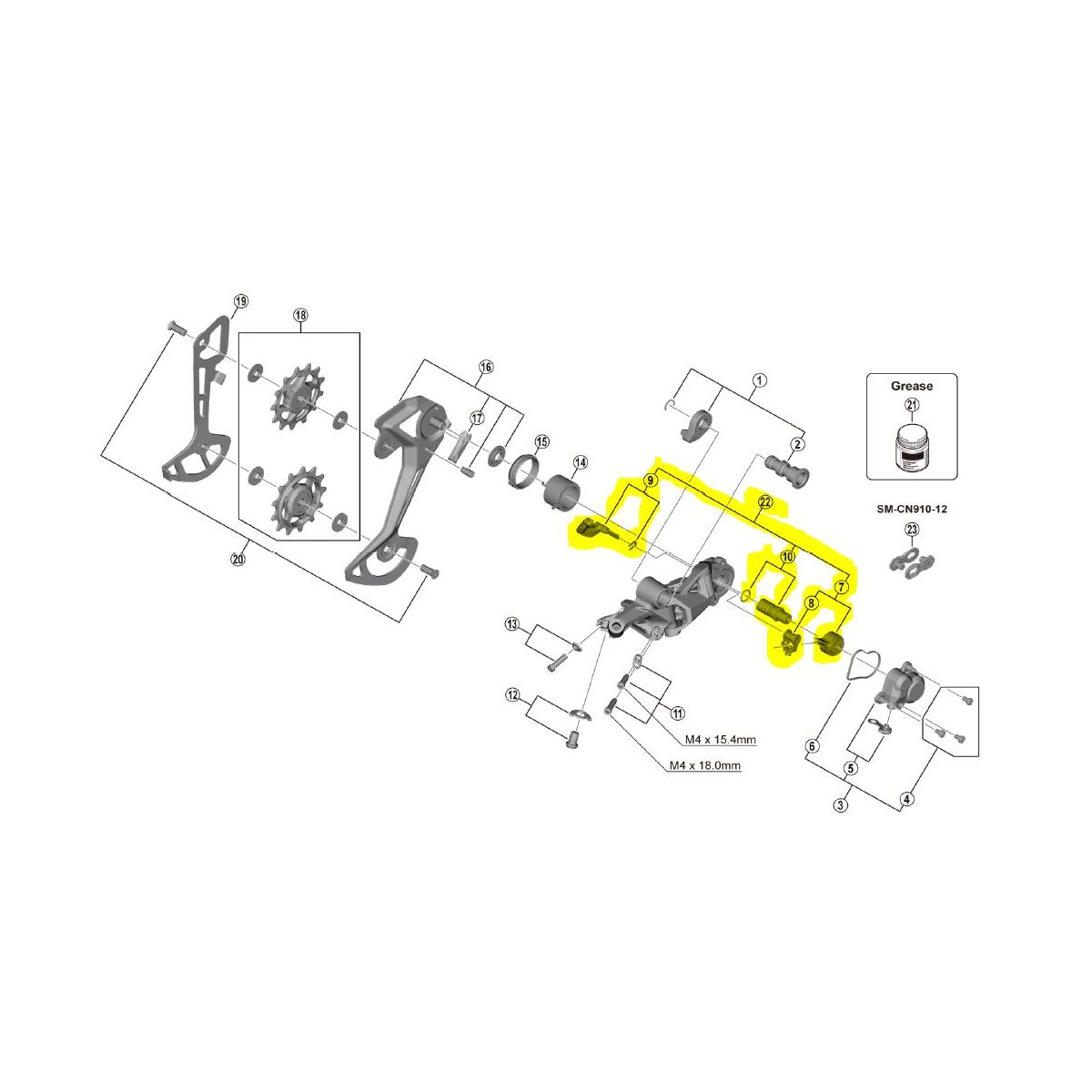 kit del Estabilizador Shadow plus del cambio Shimano RD-M6100, M7100, M8100, M9100 Y3FA98100