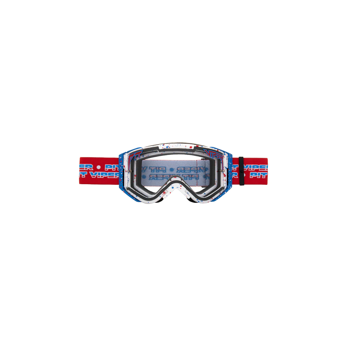 Máscaras Pit Viper Brapstrap The Roost Rocket lente transparente color blanco con cinta roja