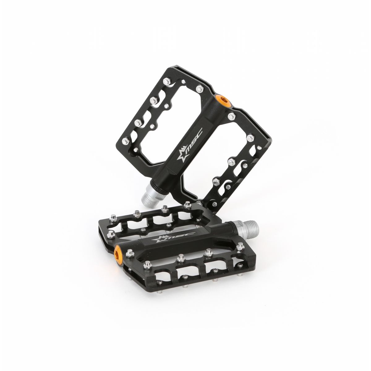 Pedales de plataforma de aluminio MSC Light CK539BK | enduro | ebike | negros | con pines