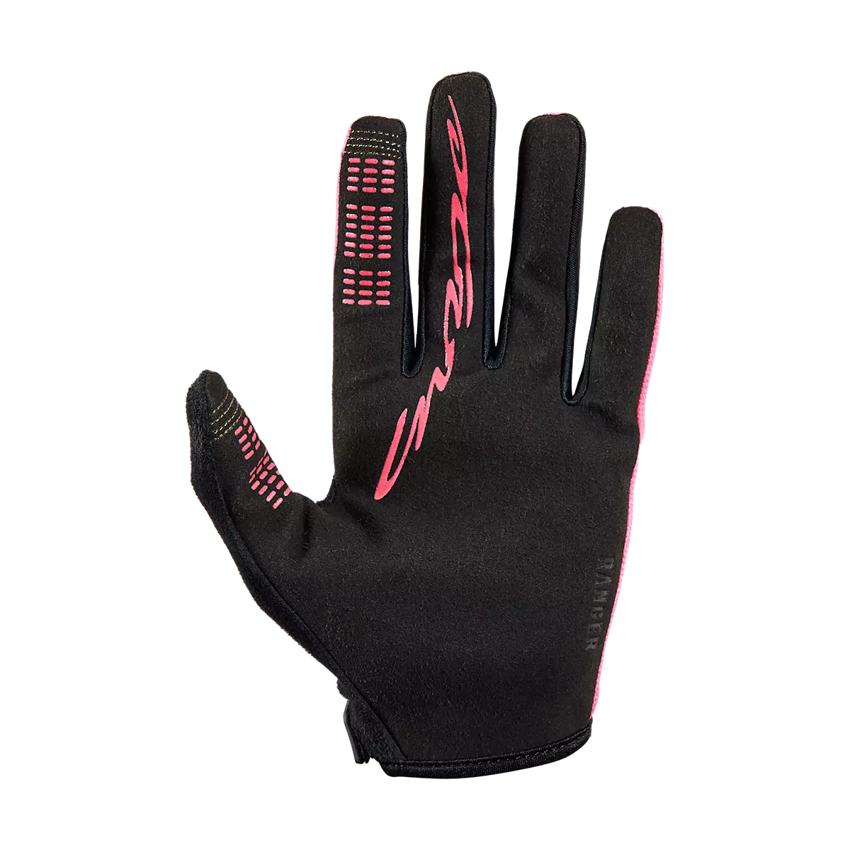palma de los Guantes de bicicleta Fox Ranger Lunar Mujer en color rosa con logo Fox en negro