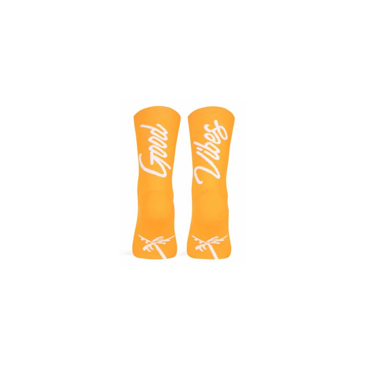 Calcetines de ciclismo mtb y carretera Pacific and Co GOOD VIBES Yema naranja
