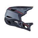 vista lateral del Casco integral de descenso y enduro Leatt DBX Gravity 4.0 2023 titanio en color gris / azul