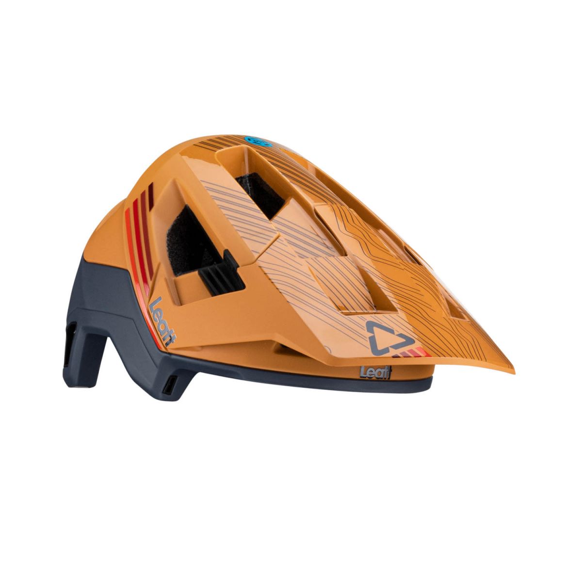 Casco abierto de enduro ligero con mentonera desmontable Leatt Enduro 4.0 V23 en color naranja y gris