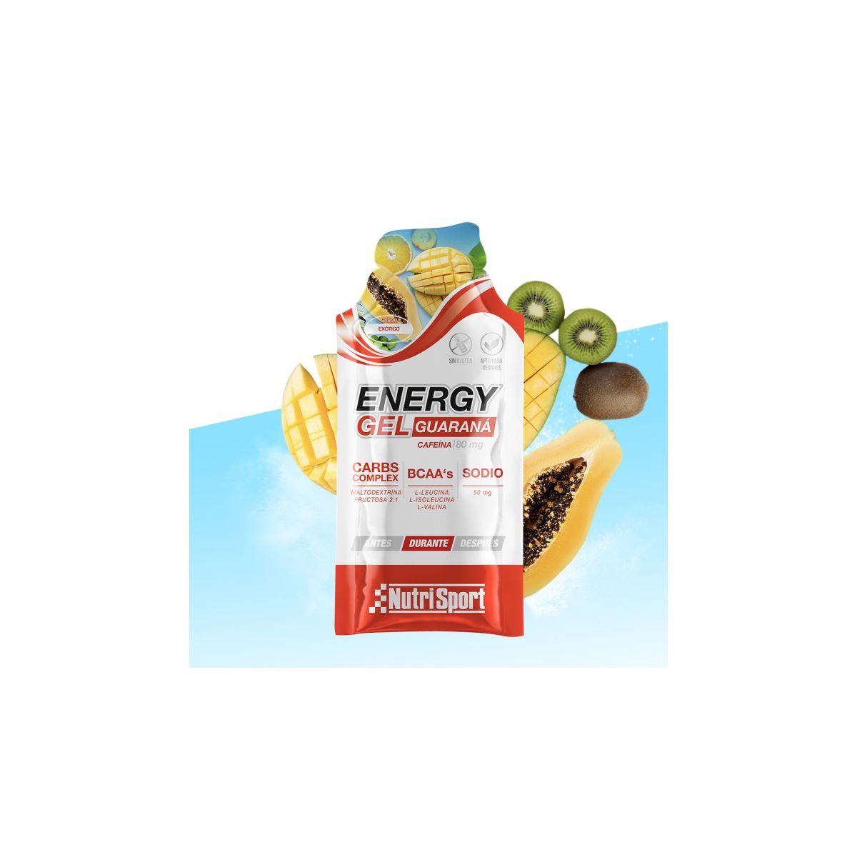 Energy Gel para ciclismo de Nutrisport con Guaraná de 40 gr sabor cola cereza sabor exótico