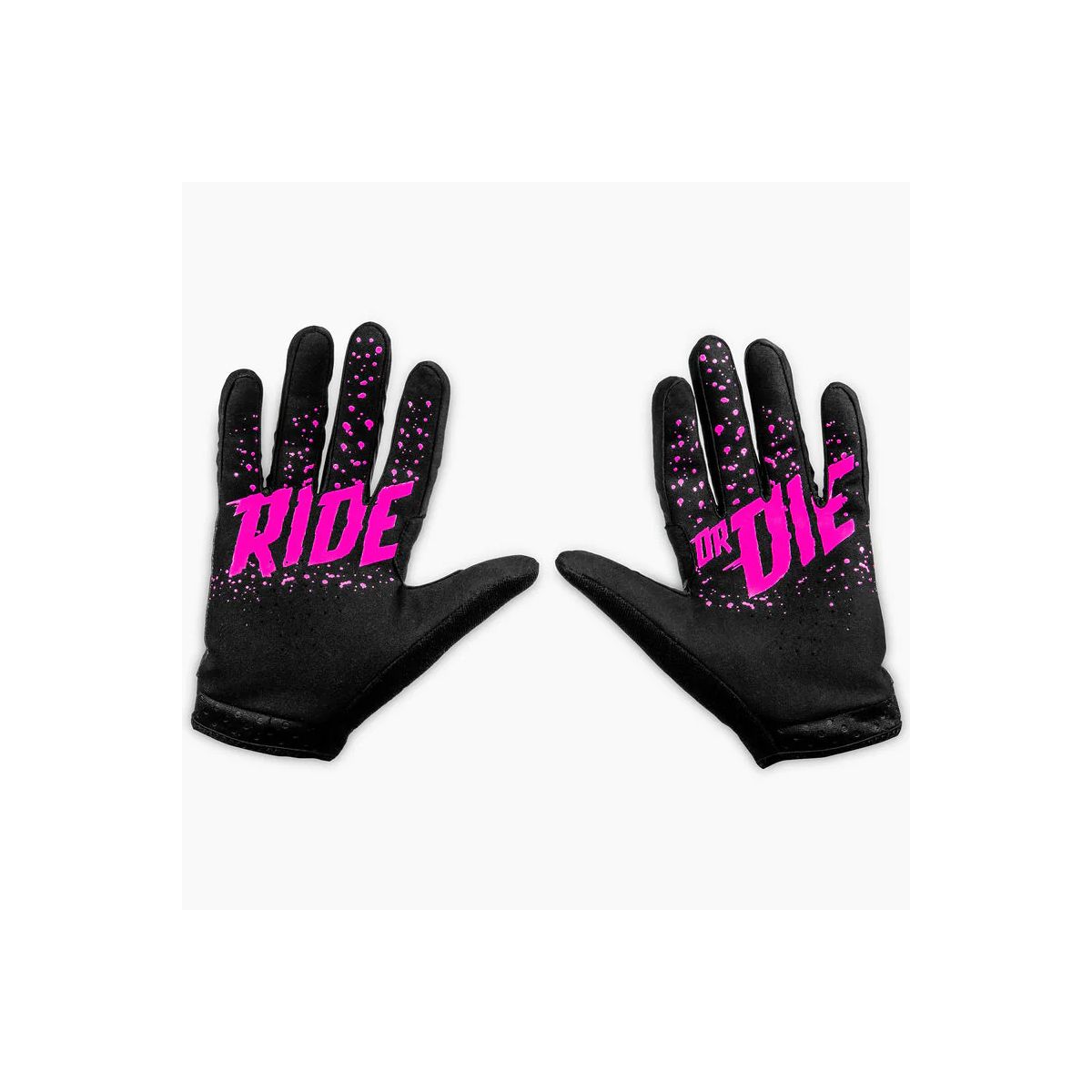 palma de los guantes Guantes Muc-Off Mtb lightweight mesh en color verde con calaveras y rayos