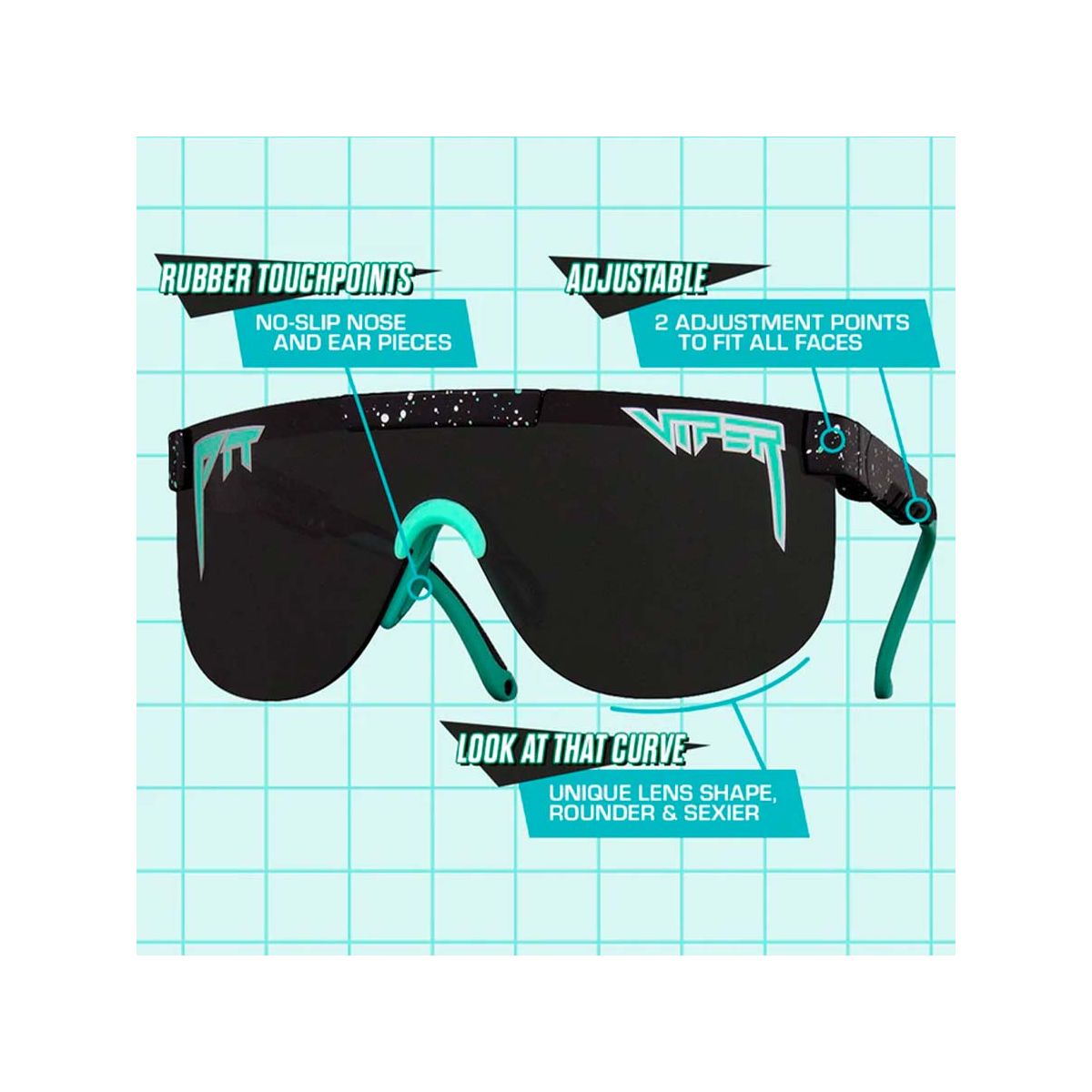 Gafas de sol Pit Viper The Thundermint elliptical con cristal ahumado en color negro y azul