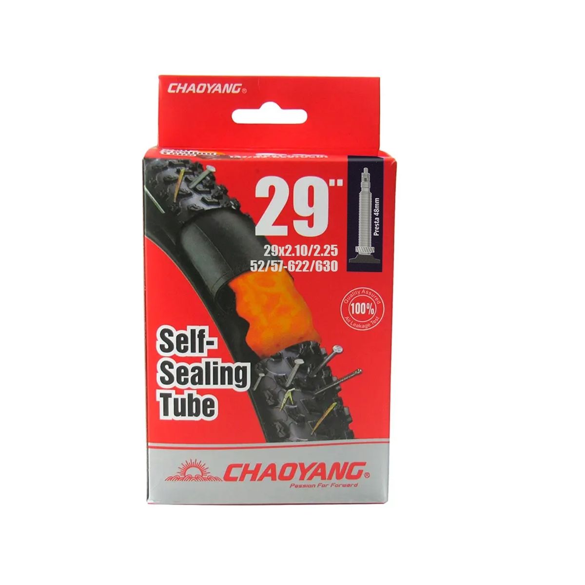 Cámara de bicicleta anti pinchazos Chaoyang 29x2,10/2,25 FV 48mm para válvula fina