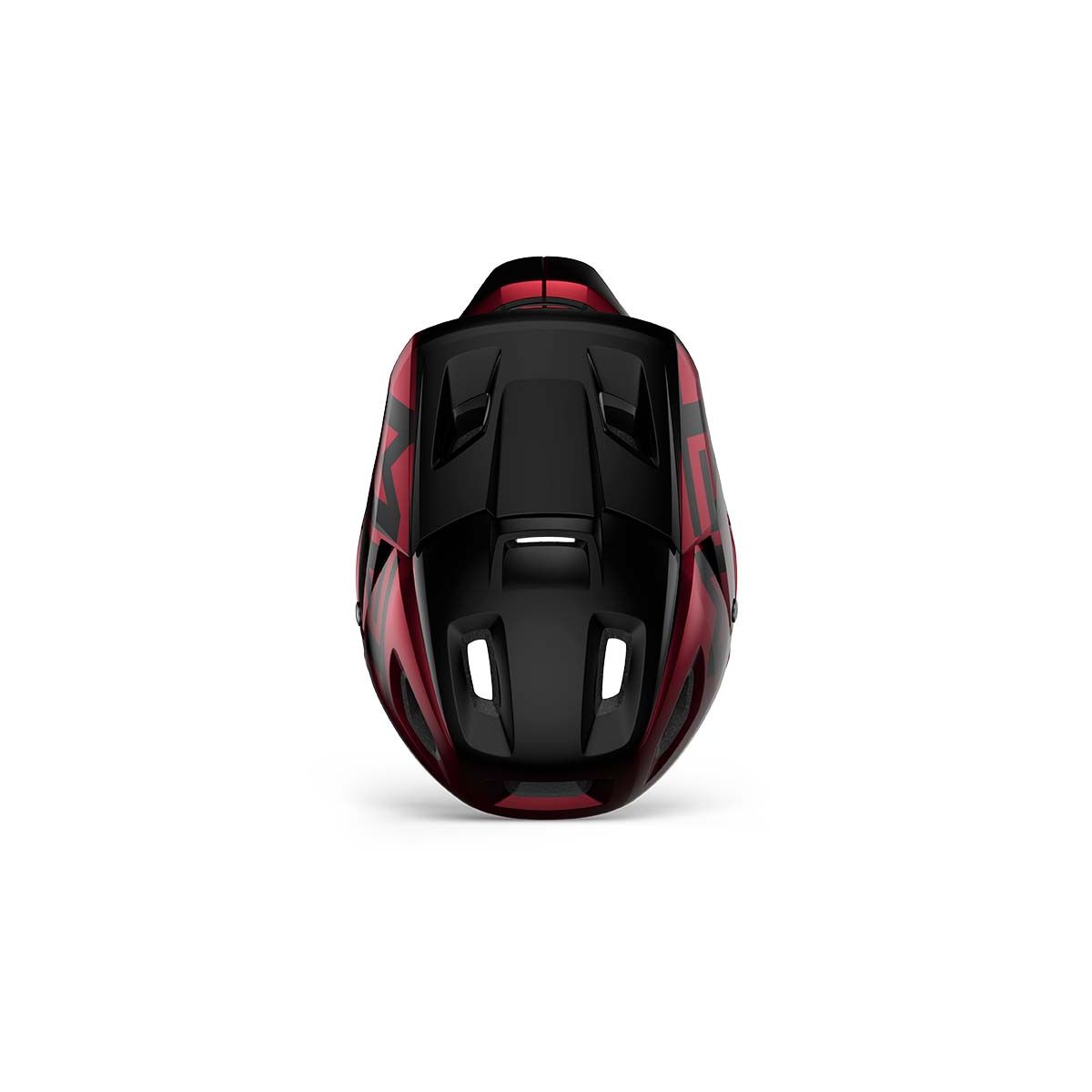 parte superior del Casco de enduro integral con mentonera desmontable Met Parachute MCR en color ROJO/NEGRO