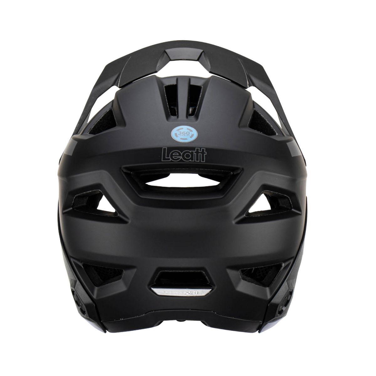 trasera del Casco integral Leatt MTB Enduro 2.0 V23 con menton desmontable en color negro