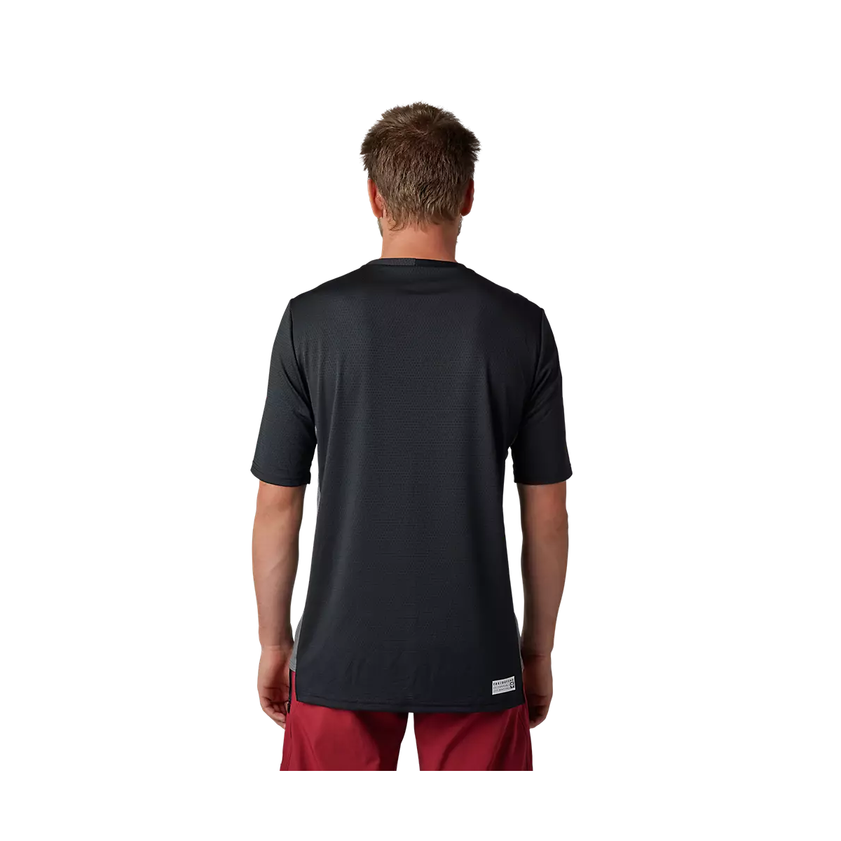 espalda de la Camiseta técnica de manga corta Fox Defend SS para enduro, descenso o ebike | negro y gris |  30998-001