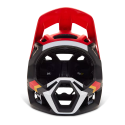 mentonera del Casco integral de enduro Fox Proframe RS Clyzo color blanco, rojo y negro 30920-003