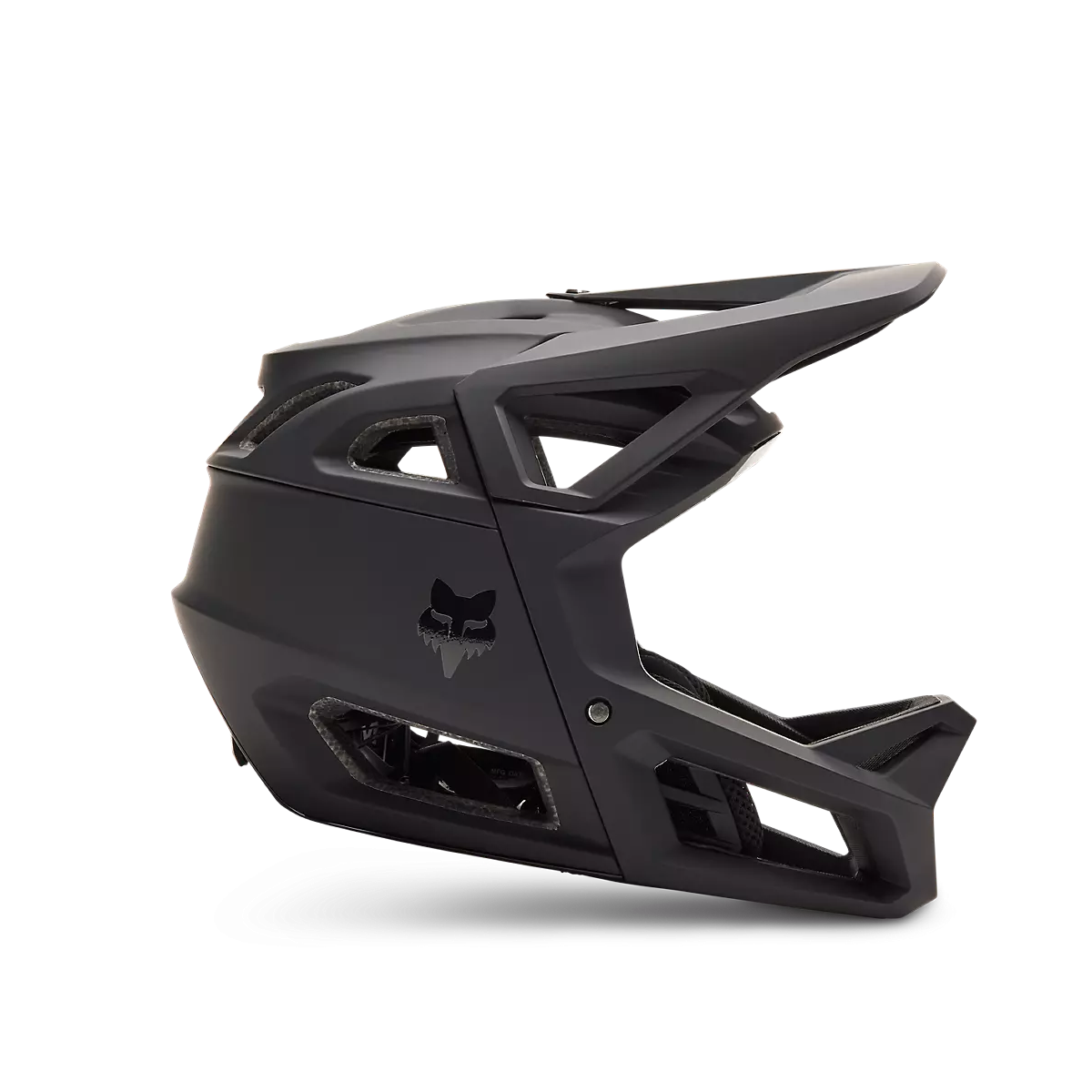 lateral del Casco integral de enduro Fox Proframe RS mips integra en color negro mate 31107-255