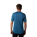 espalda de Camiseta técnica de manga corta Fox Ranger Trudri en color azul con el nuevo logo fox en negro 30909-207