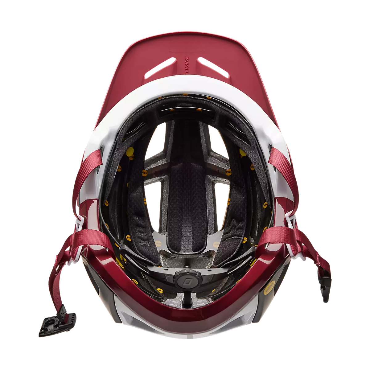 interior del Casco de bicicleta de Enduro abierto  Fox SpeedFrame Pro Camo MIPS 2023 color rojo y negro 31197
