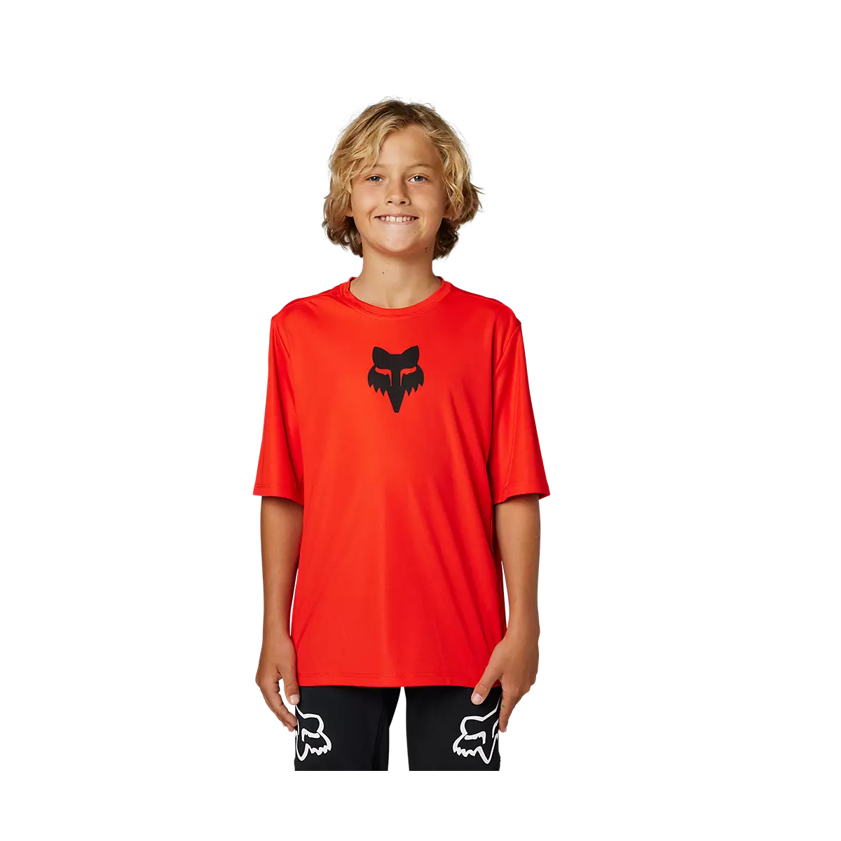 Camiseta de manga corta para bicicleta  Fox Ranger Trudri con tallaje para niño o niña en color naranja