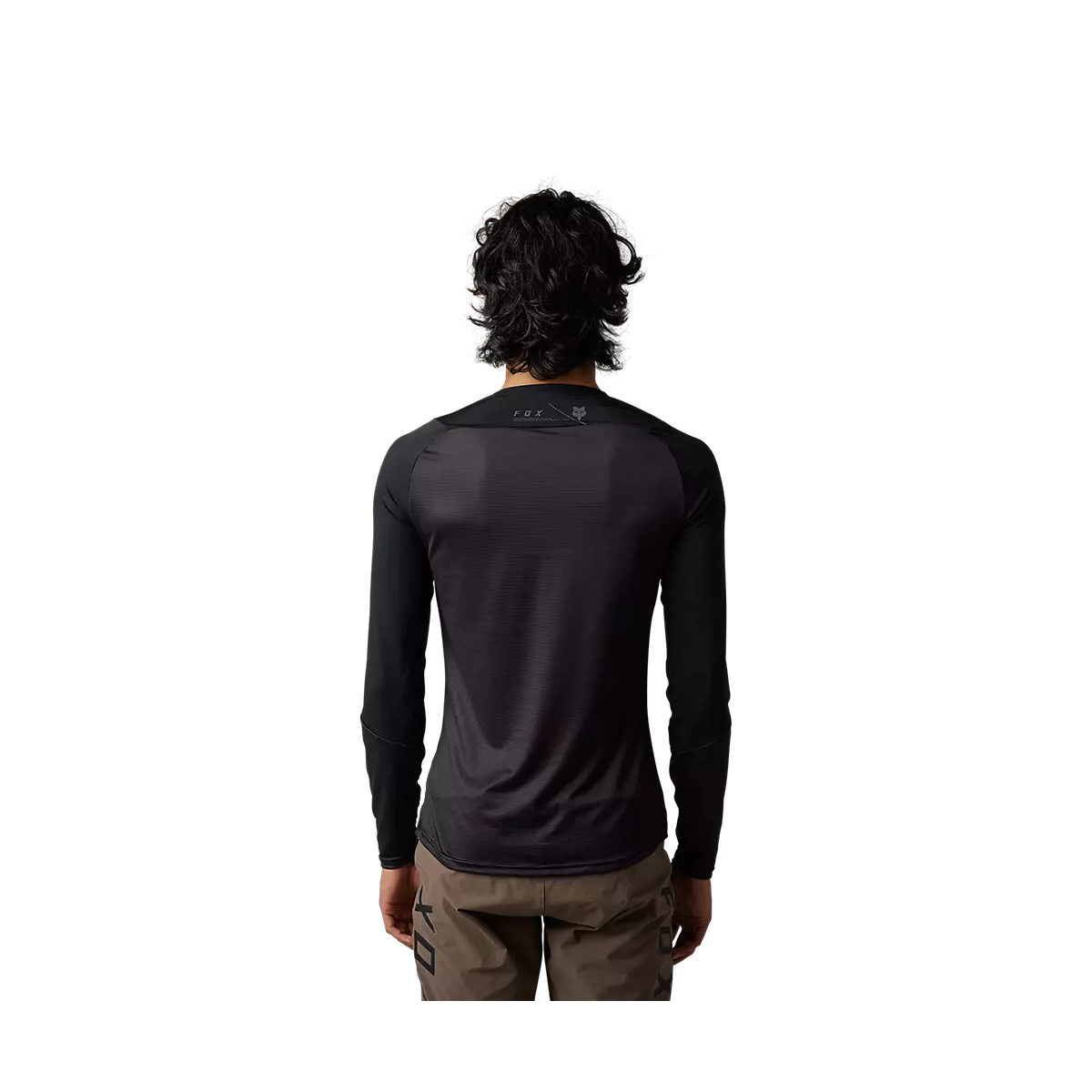 espalda de la Camiseta técnica de bicicleta de manga larga Fox FLEXAIR ASCENT entallada en color negro 29769-001