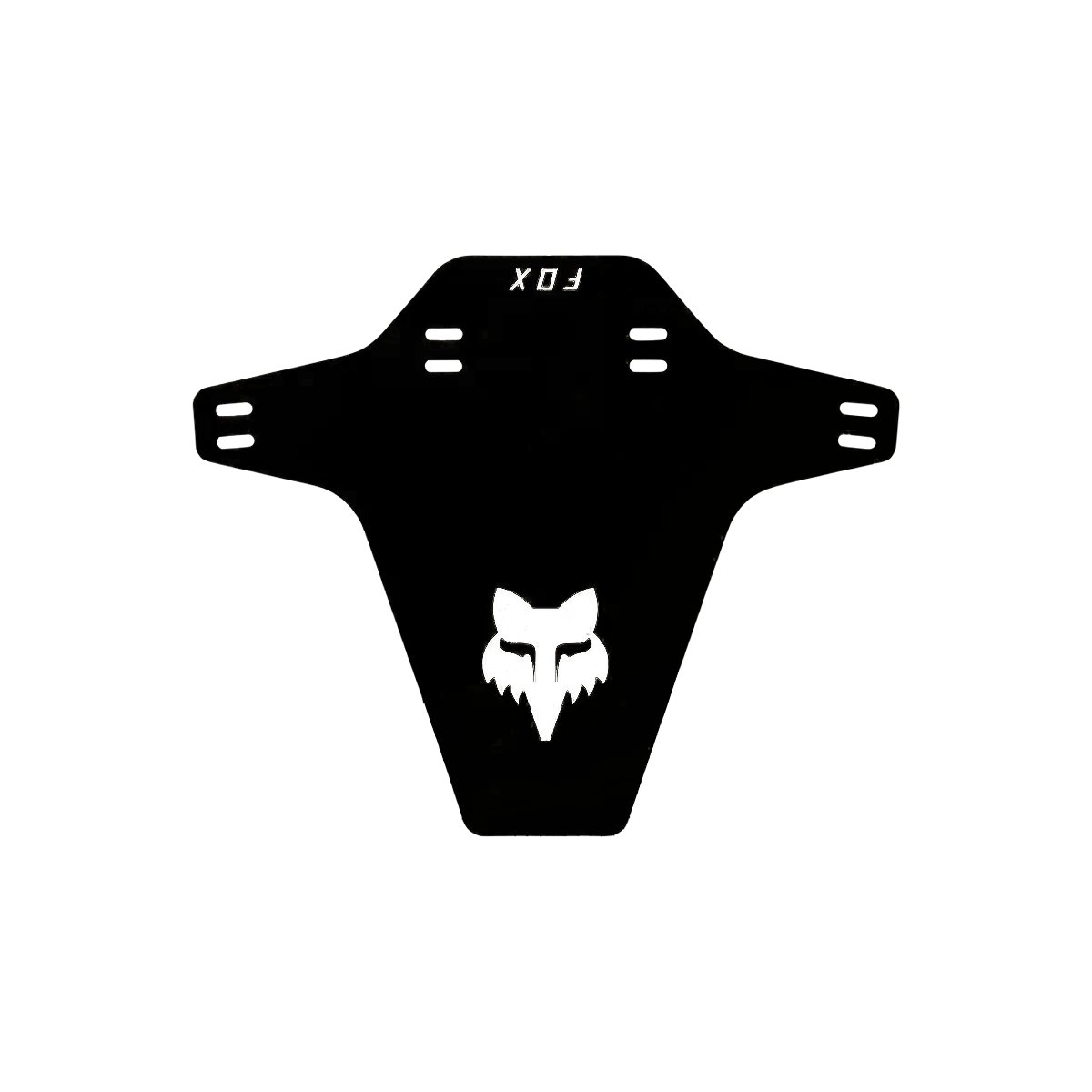 Guardabarros Fox color negro de horquilla con el logo nuevo de fox color blanco