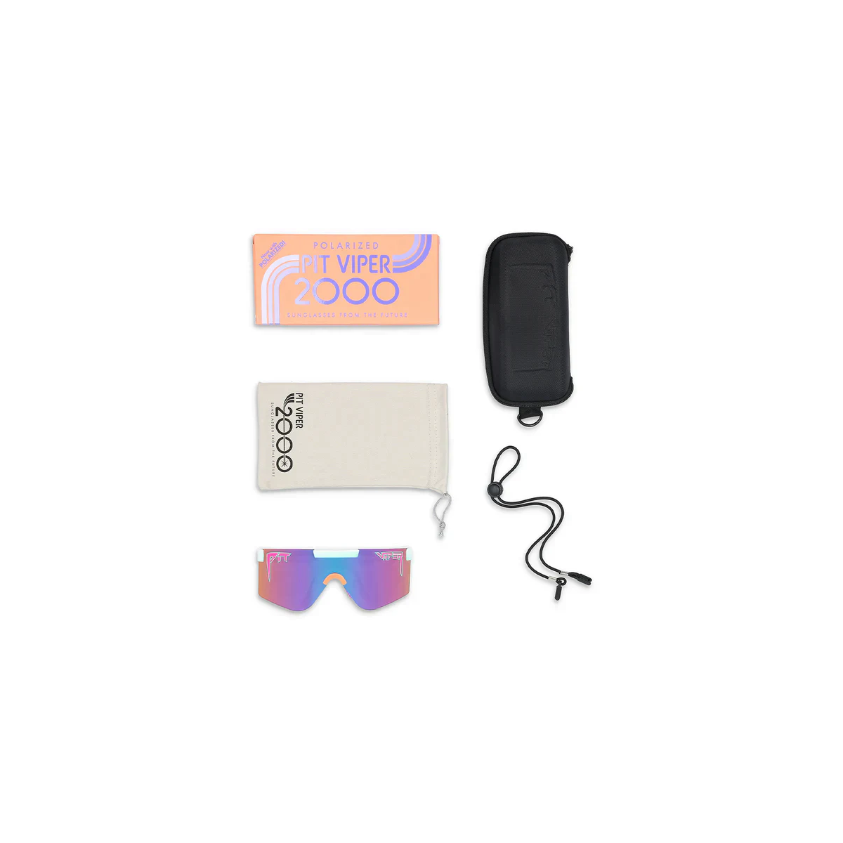 que incluyen las Gafas de sol Pit Viper The 2000s - The Bonaire Breeze con lente Polarizada azul y lila