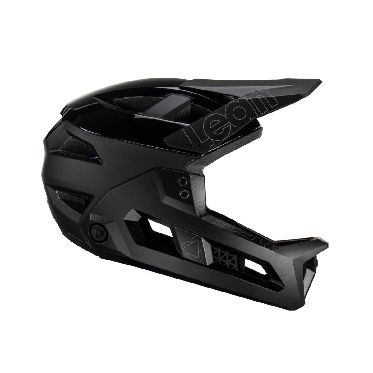 lateral del Casco integral Leatt MTB Enduro 3.0 V23 desmontable en color negro para ebike o enduro con orejera