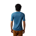 espalda de la Camiseta manga corta Fox FLEXAIR ASCENT entallada en color azul para XC, Gravel o downcountry 28868-207