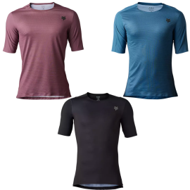 Camiseta manga corta Fox FLEXAIR ASCENT entallada para bicicleta de XC, Gravel o downcountry 28868 | negro | rojo | azul