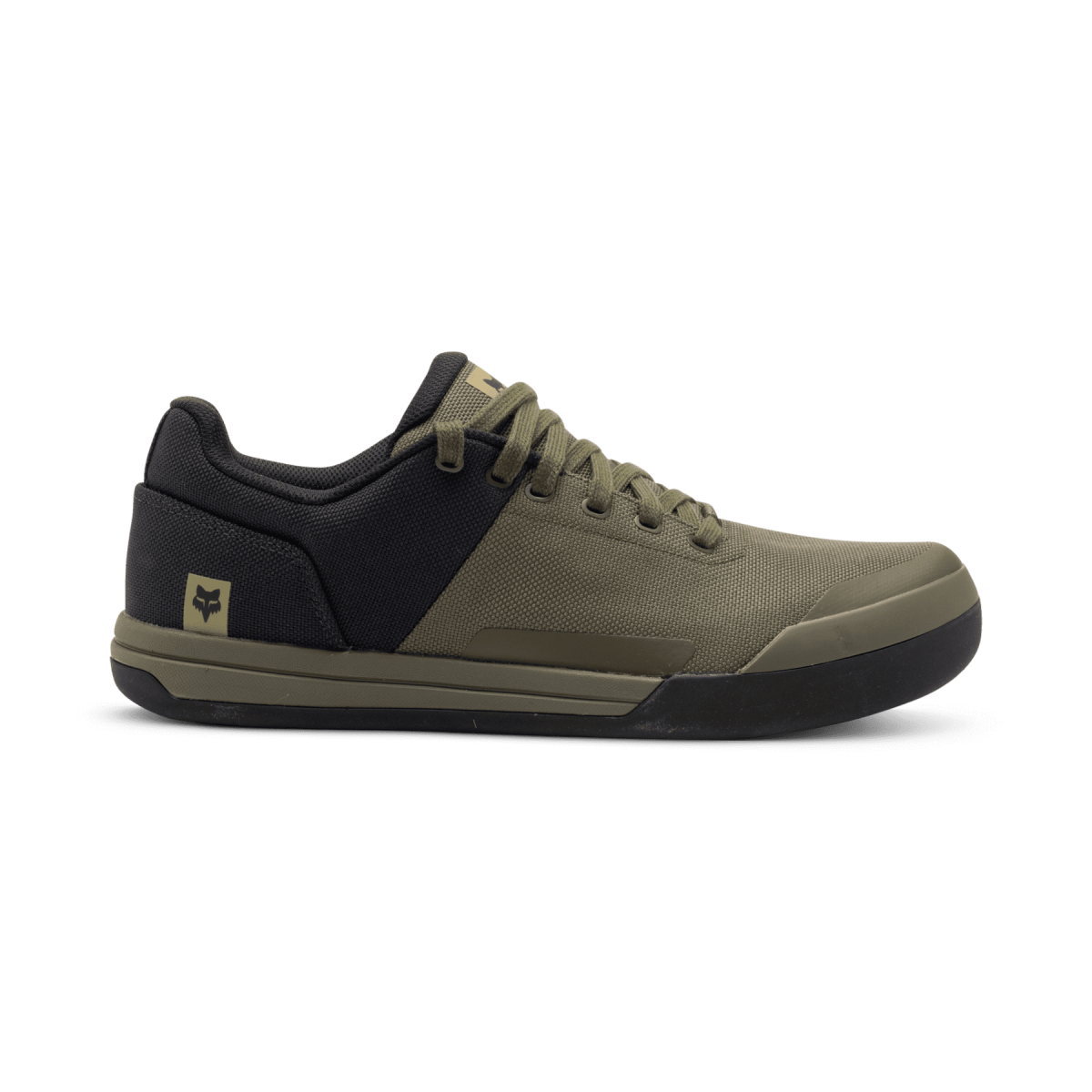 lateral exterior de las Zapatillas para pedal de plataforma de enduro FOX Canvas color verde oliva 29860