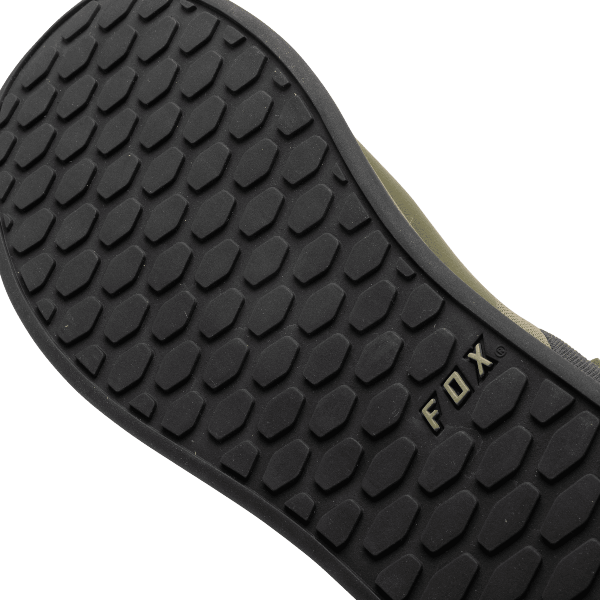 detalle de la suela ultratac de las Zapatillas para pedal de plataforma de enduro FOX Canvas color verde oliva 29860