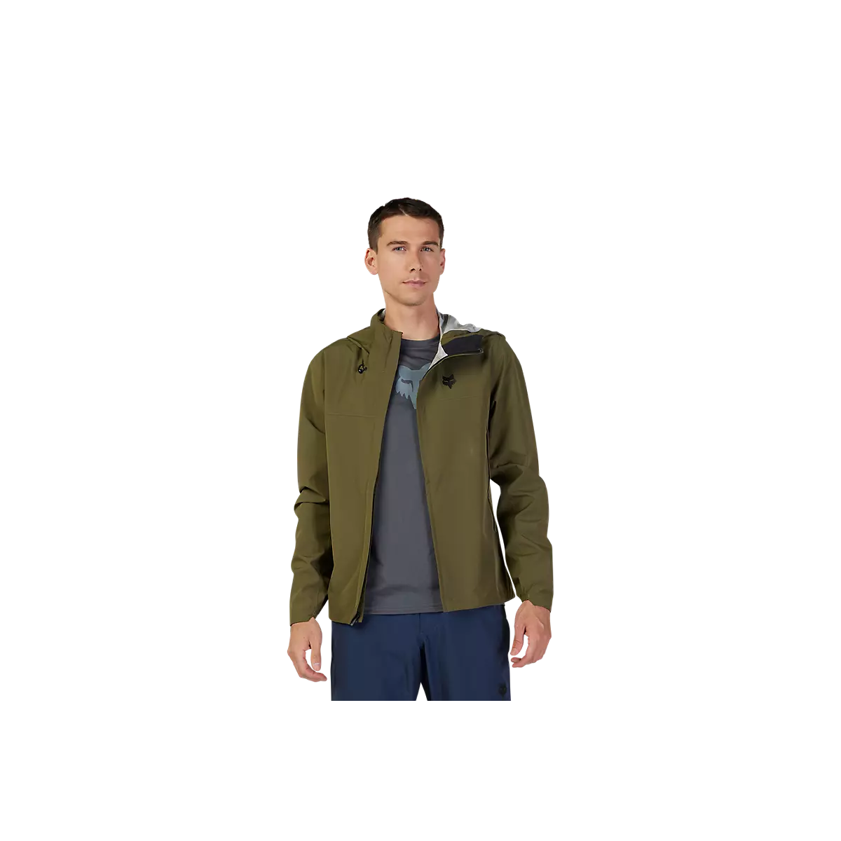 Chaqueta abierta impermeable y paravientos para bicicleta Fox Ranger 2.5L para mtb o ebike de enduro color verde oliva