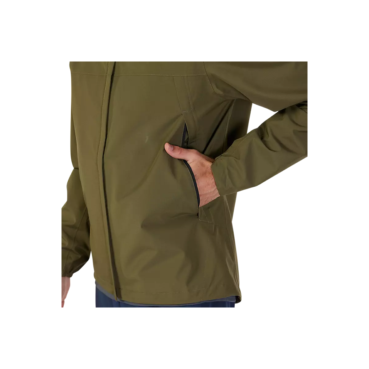 bolsillo con cremallera de la Chaqueta impermeable y paravientos para bicicleta Fox Ranger 2.5L para mtb color verde oliva