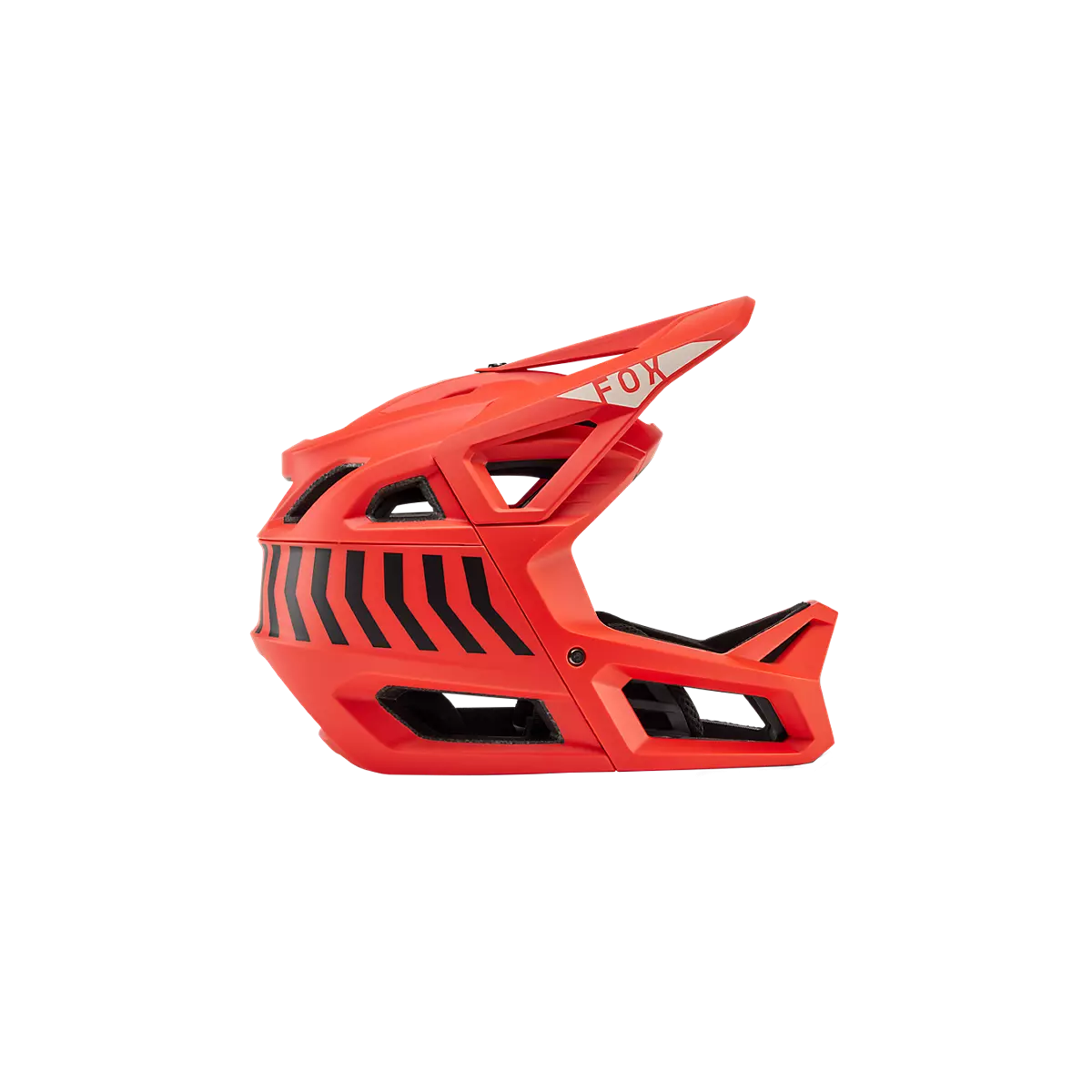 lateral del Casco integral de Mtb Enduro Fox Proframe Nace MIPS NARANJA con franjas negras | 31472-104