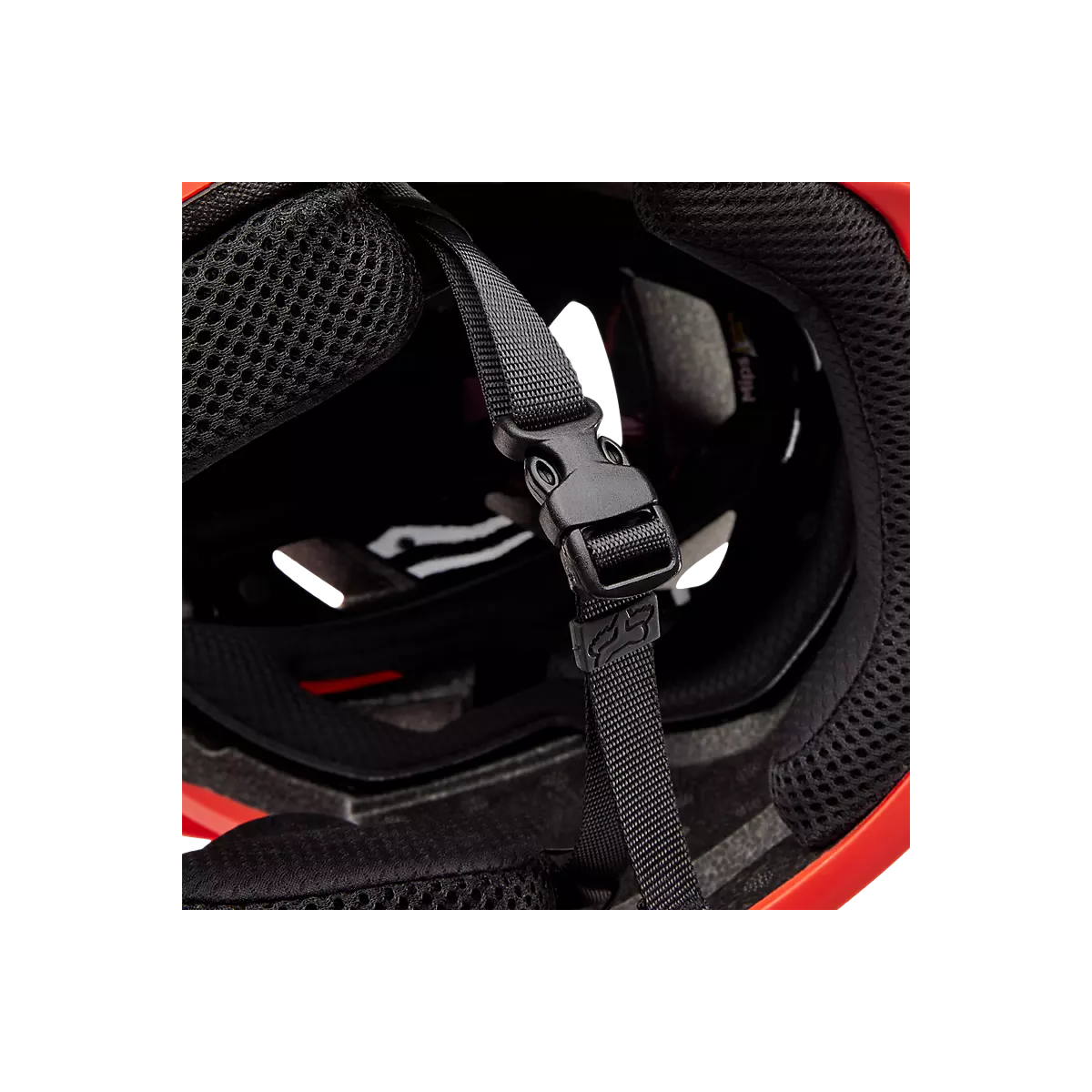 cierre del Casco integral de Mtb Enduro Fox Proframe Nace MIPS NARANJA con franjas negras | 31472-104