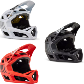 Casco integral de Mtb Enduro Fox Proframe Nace MIPS en color negro, naranja y blanco con franjas grises | 31472
