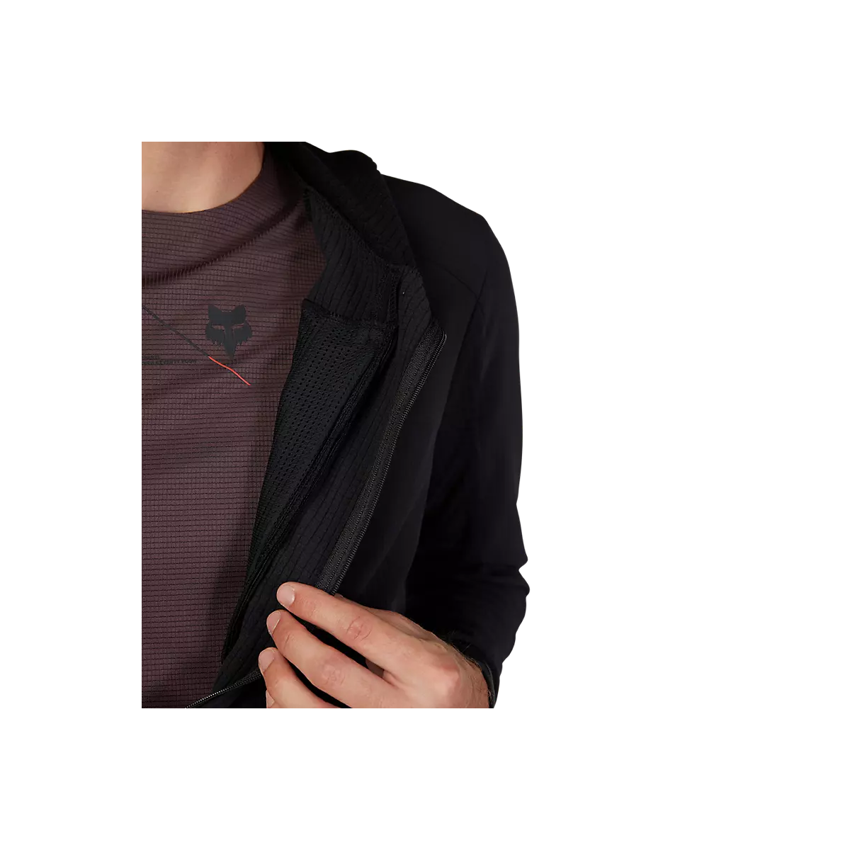 Camiseta / Sudadera técnica con capucha Fox Defend Thermal invierno 31480-001 color negro paravientos