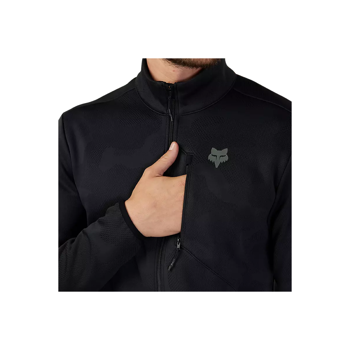 bolsillo oculto de la Chaqueta Fox Ranger Mid-layer para bicicleta MTB o EBIKE para días de frío en color negro 31487-001