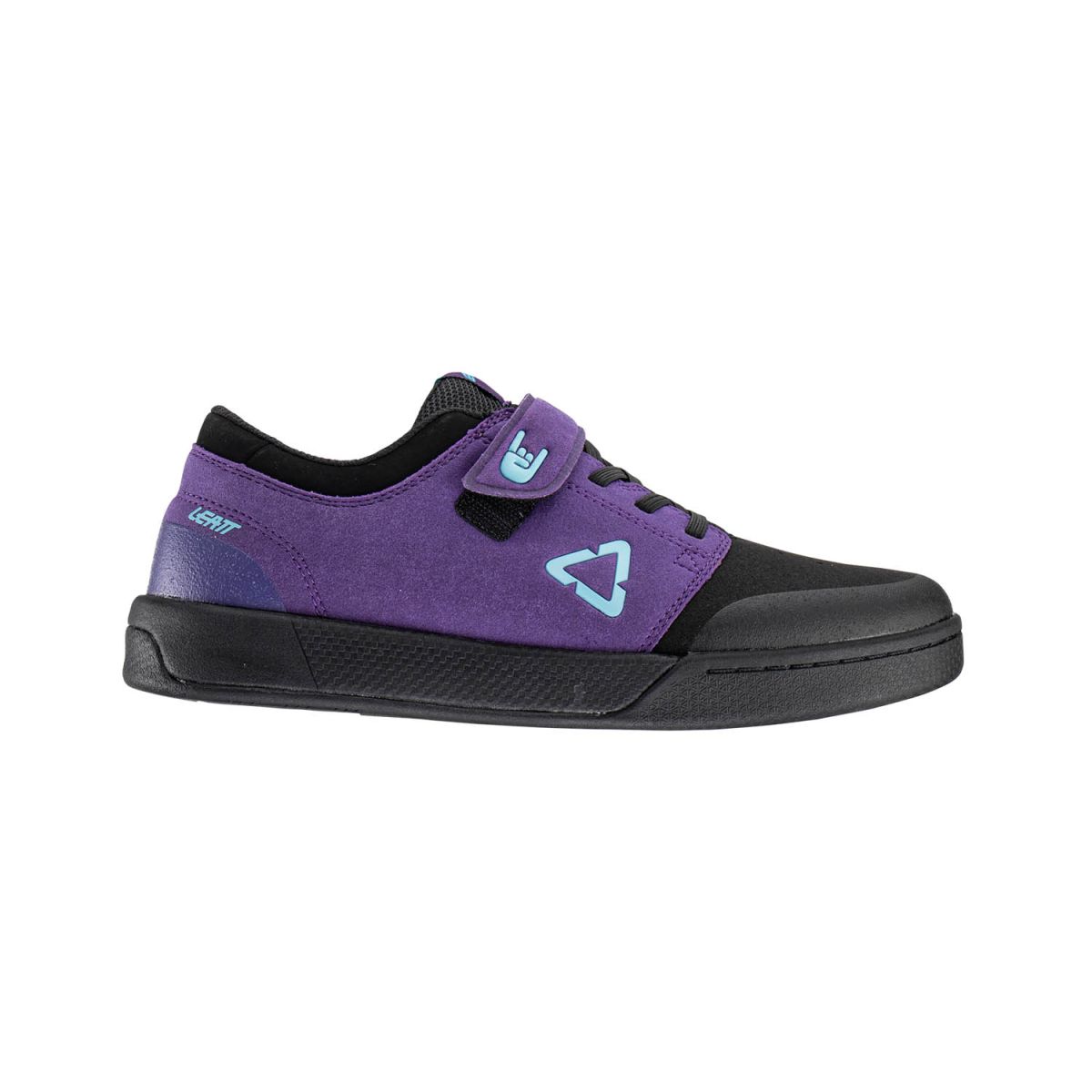 lateral de las Zapatillas pedal de plataforma Leatt 2.0 Flat Junior Velvet COLOR LILA con velcro