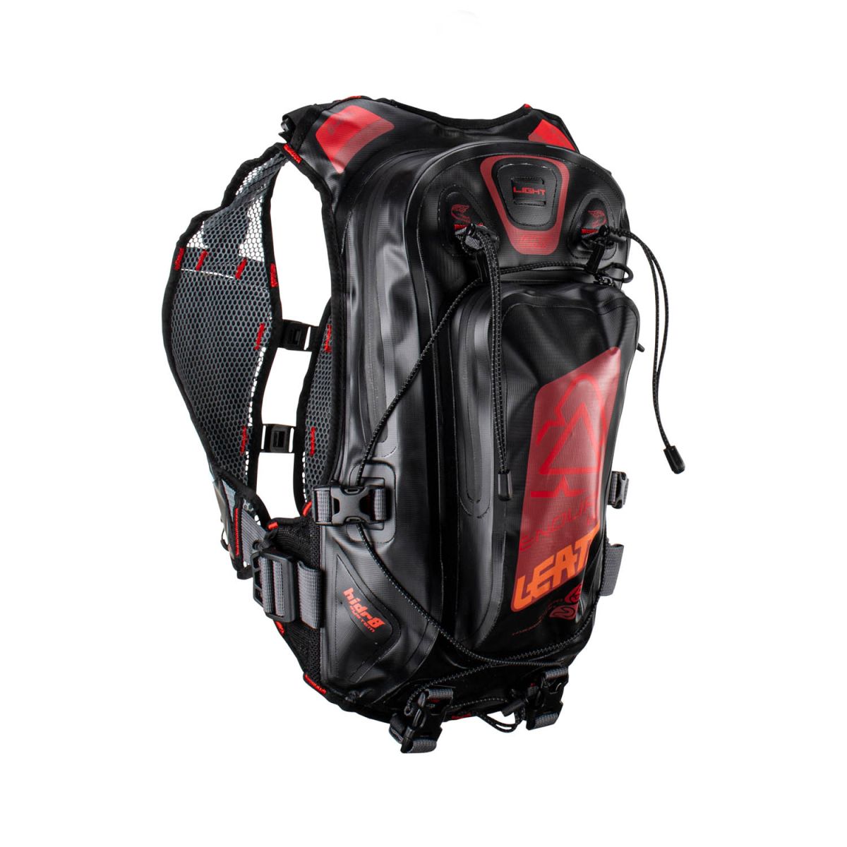 Mochila de hidratación Leatt Moto Hydradri WP 2.0 negro/roja con protección de espalda