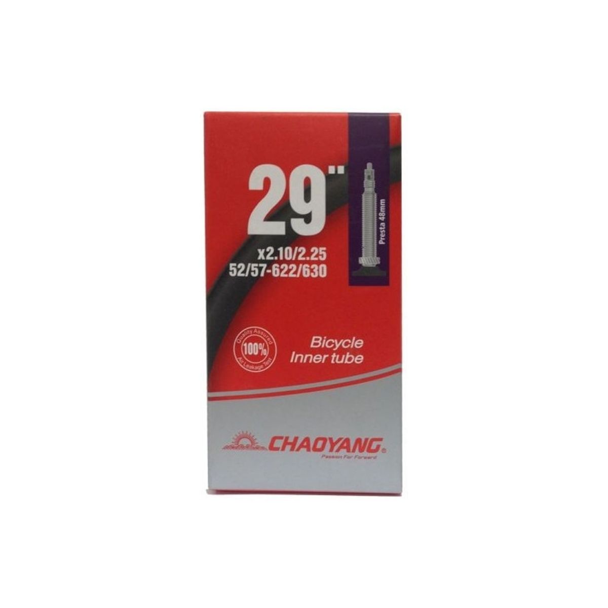 Cámara de bicicleta de válvula fina para rueda de 29" de ancho 2.10 a 2.25 de válvula Presta FV de 48mm.