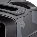 logo fox del Casco de enduro Fox Dropframe Pro camuflaje negro y gris 31454-247